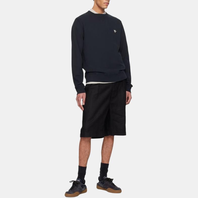 Maison Kitsune Logo Crewneck Long Sleeve Sweatshirt Men sweatshirt Navy-Blue OU00301KM0330-P199