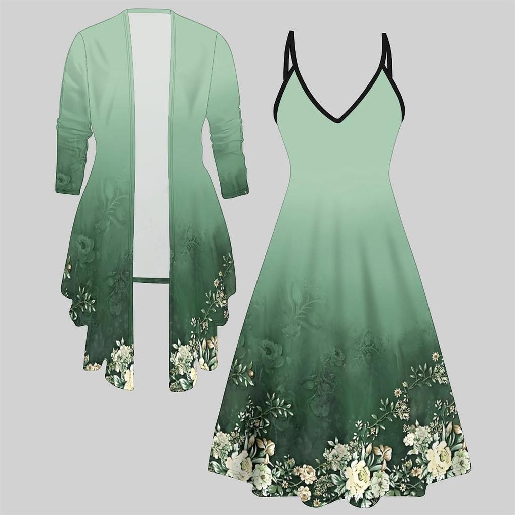 3D Geprint Set Jurkjas, Tweekleurige Combinatie met Eenvoudig Ontwerp Modeprint, geschikt voor Diverse Scènes Mode Stijlen