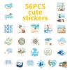 103056Pcs Kawaii Blue Seaside Life Pvc Sticky Stickers Aesthetic Diy Colored Phone Laptop Luggage Skateboard Graffiti Decals
