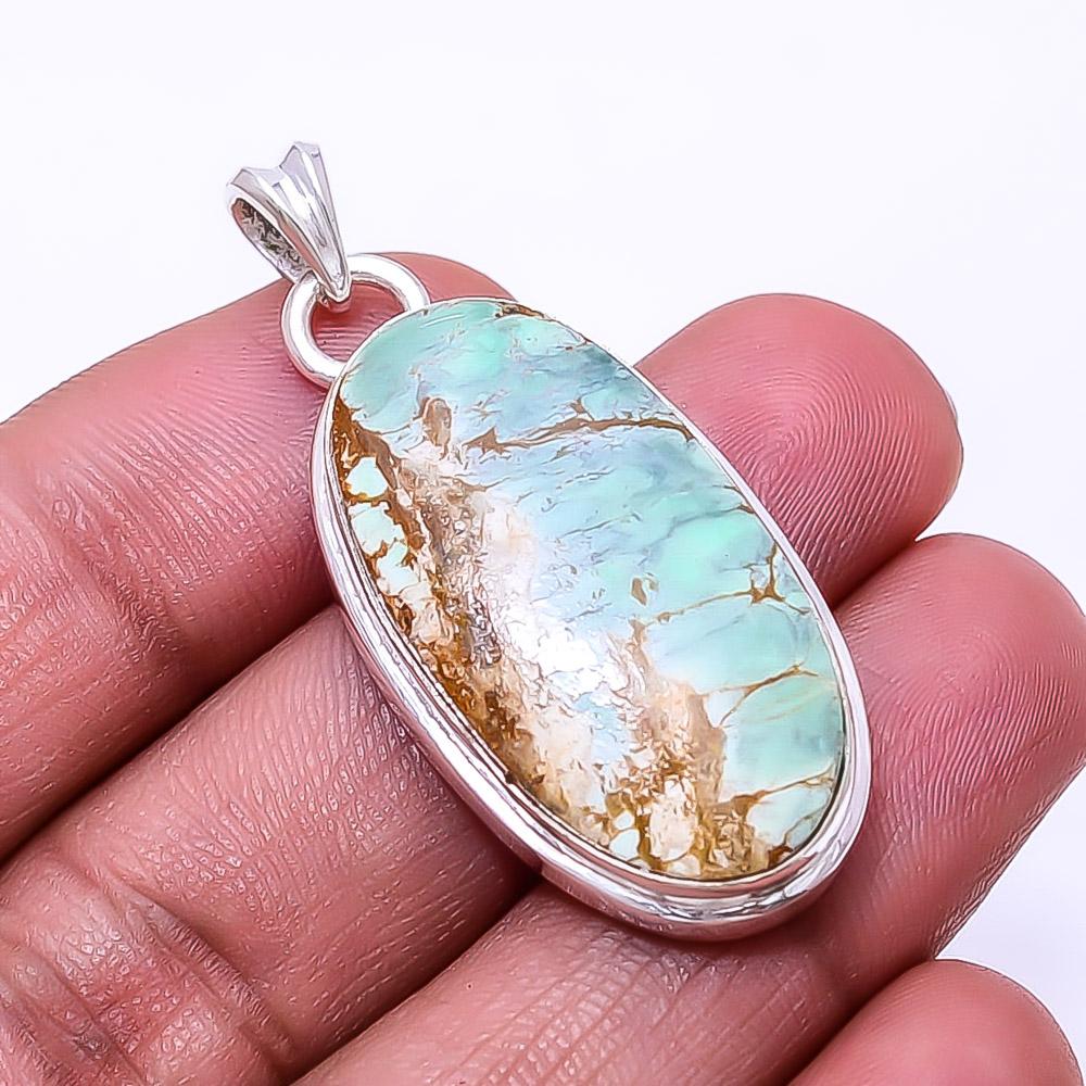 

Variscite -Green Turquoise 925 Sterling Silver Pendant 1.72 P15