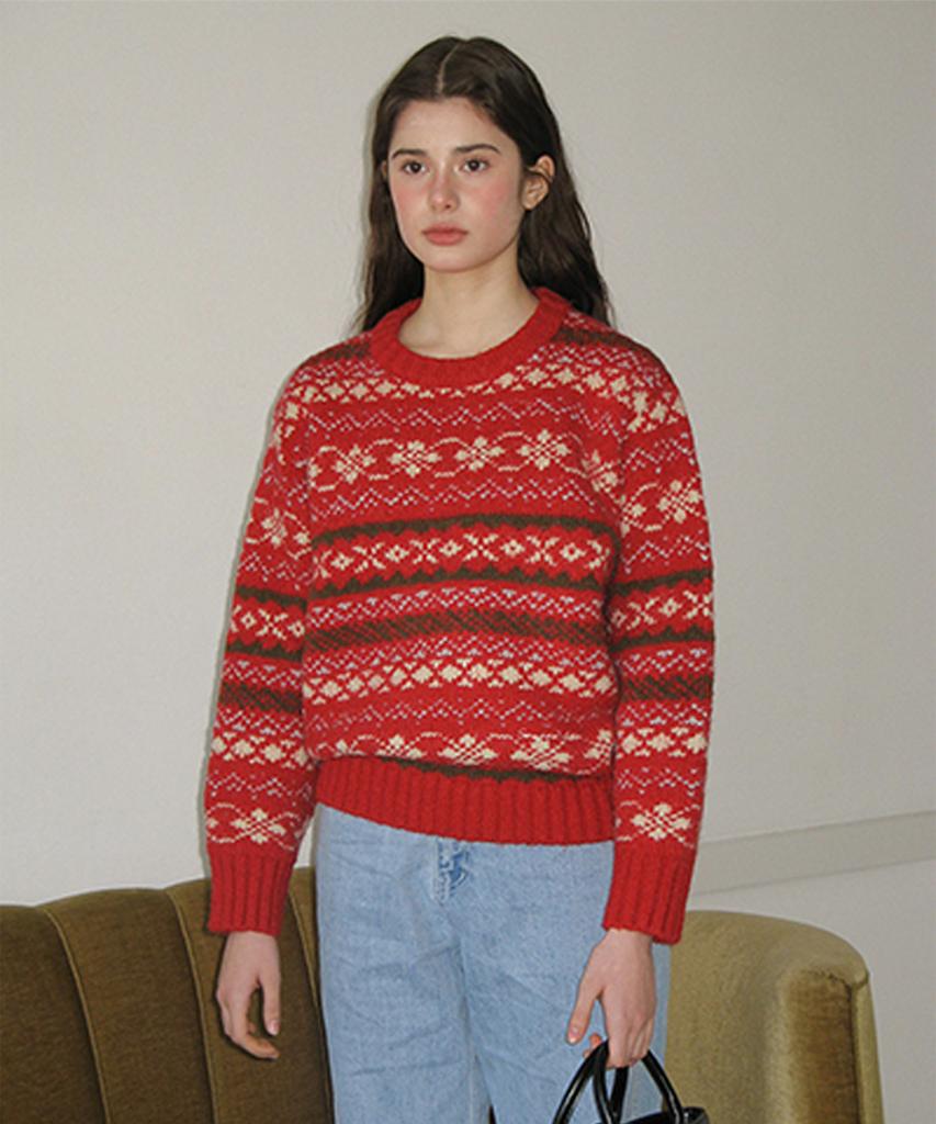 Sseomweeobeoteo Merry Alpaca Nordic Knit - Red