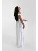 Elegante abito da sera europeo a sirena in raso con spalle scoperte, collezione 2025.