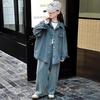 Rhinestone Denim Set voor Meisjes: Stijlvol Shirt & Wijde Broek voor Lente & Herfst (2026)