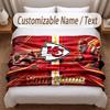Kansas City Chiefs Printed Flannel Blanket Custom Name Text Soft Warm Throw For Bedroom Holiday Gift