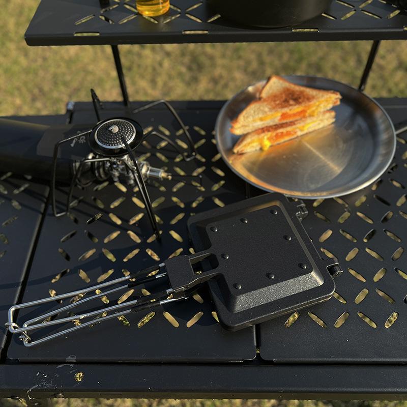 Sandwich Maker Multifunctional Foldable Handle Rustproof Sandwich Baking Pan Double Sided Nonstick Coating Compact For Outdoor