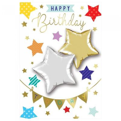 Sensations Stars Happy Birthday Folienballon (Packung mit 2)