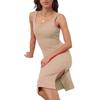 2025 Spring/Summer Elegant Sleeveless Ribbed Slim Fit Slit Dress with Square Neck