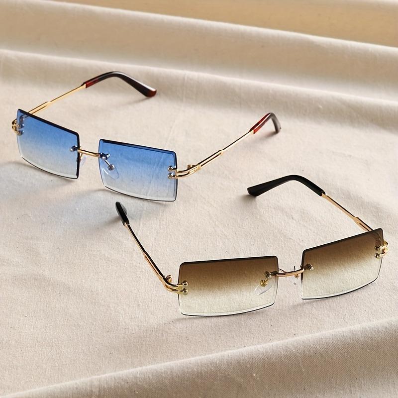 

2 пары прямоугольных безободковых универсальных модных женских очков для повседневной носки