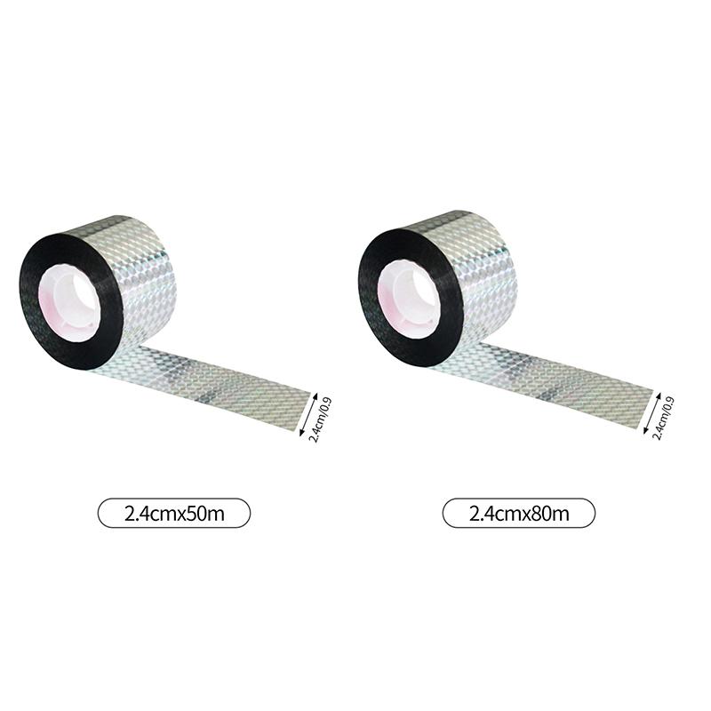 Double Sided Reflective Bird Repellent Tape Pond Orchard Anti-Bird Colored Ribbon Balcony Bird Guard Laser Bird Repellent 50/80M