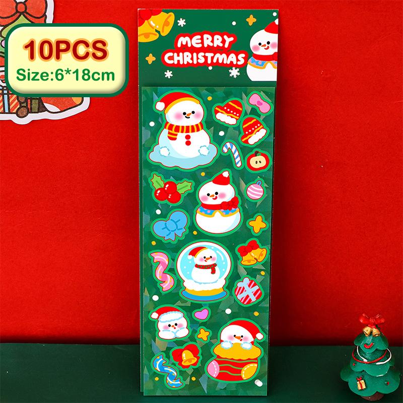 10Pcs Creative Christmas Stickers Kids Cartoon Decorations Stickers Student Diy Material Stationery Stickers Christmas Gifts