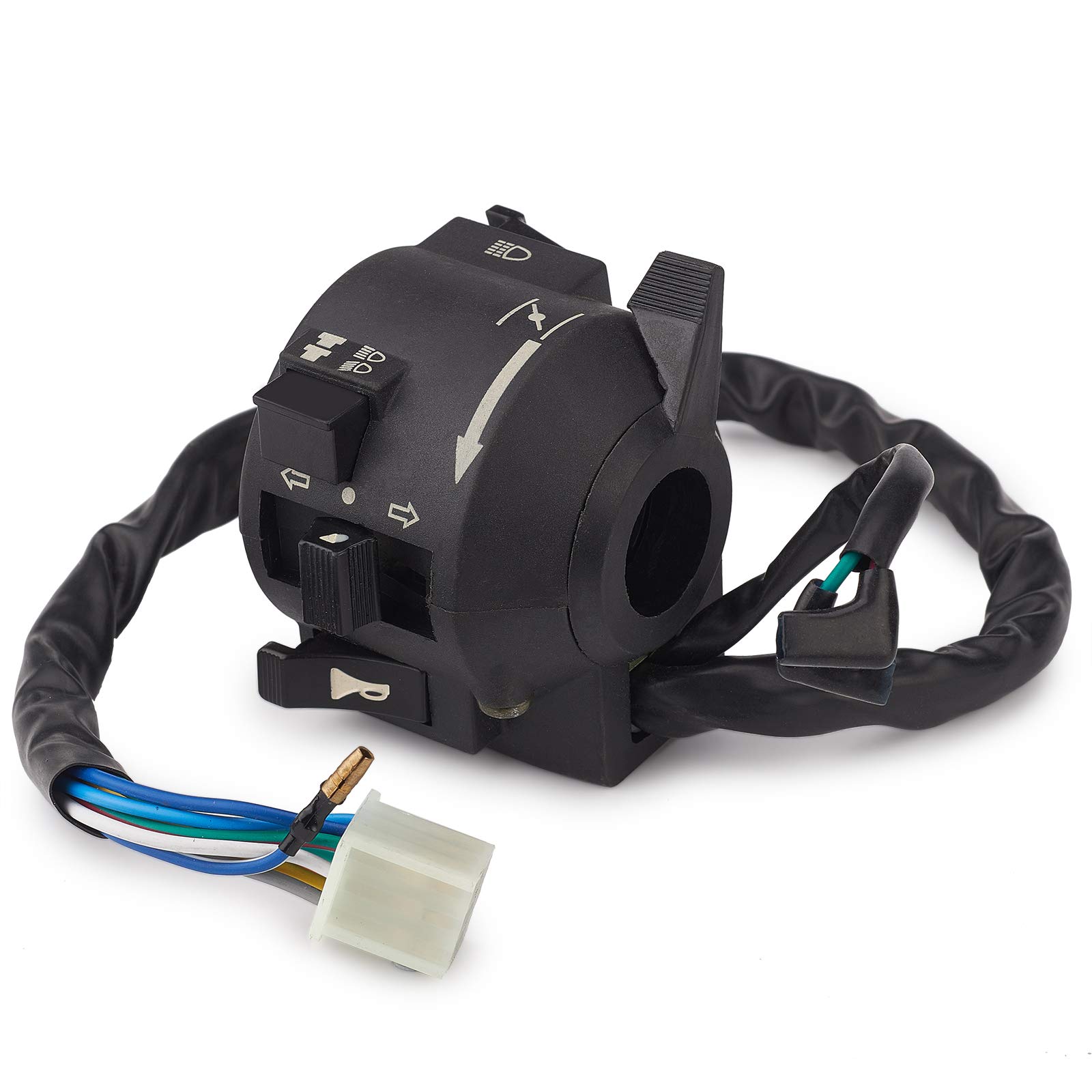 

DKMOTORK 0031 7/8 5 Function Motorcycle Left Handlebar Switch Choke Lever Horn Light Control M чёрный