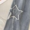 Pantaloni a vita alta con gamba dritta, a vita alta, con grafica a stella coreana, primavera autunno, jeans larghi, pantaloni in denim da donna, retro hip hop, harajuku