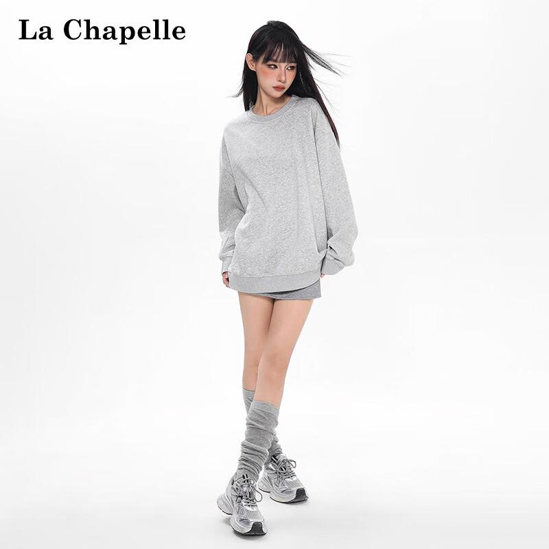 La Chapelle Damen Amerikanisches Retro Lockeres Rundhals-Sweatshirt