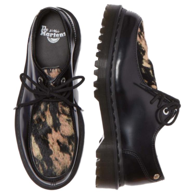 Dr Martens Zeffir 3i Leather Oxford Shoes Unisex Black Beige Buttero Hair On 31916779