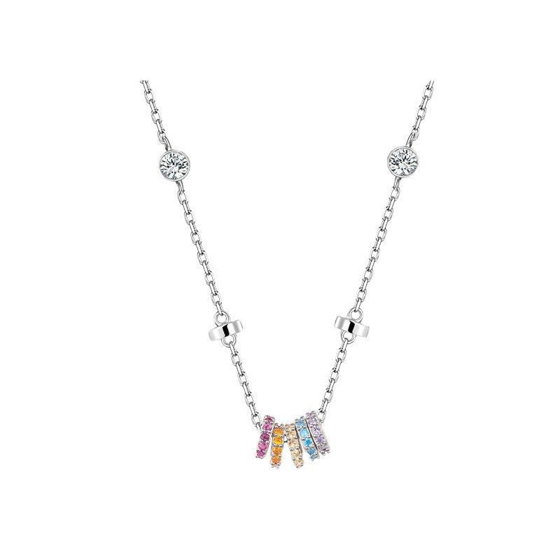 Xiaomi S925 Sterling Silver Necklaces For Women Simple Chain Fashion Minimalist Pendant Necklaces Rainbow Shape Birthday Gift