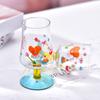 Cute Hand Drawn Glass Goblet, Cartoon Dog Juice Red Wine Glasses, Japanese Retro Painted Household Water Cup, Bar Accessories