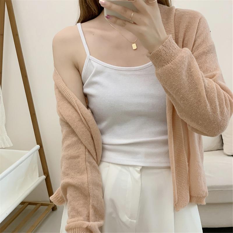 2025 Casual Korean Style Cardigan Women Sweater Long Sleeve Knitted Thin Elegant Jackets Autumn Solid Color Top Knitwear Coats Clothing
