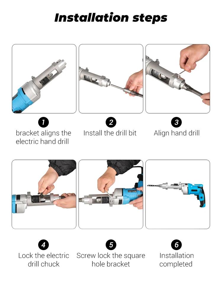 Square Hole Drill Bit Adapter Woodworking Square Hole Drill Fixing Bracket Mortising Attachment Accessories for Drill Press Mort
