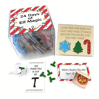 24 Days Magic Jokes Kit - Advent Calendar Surprise Set with Holiday Hide and Seek Props, Festive Riddles, and Christmas Decorations (Not a Toy)