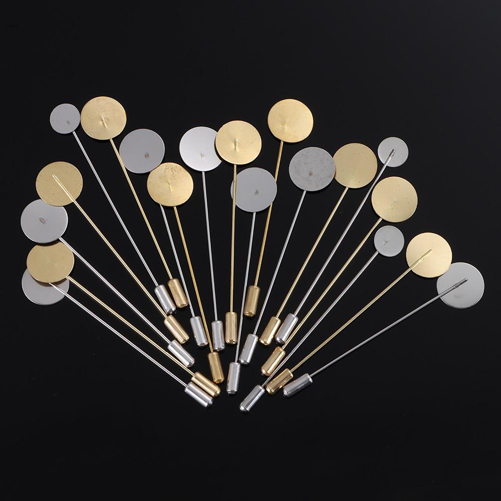 10pcs/set New Diy Craft Jewelry Making Cameo Cabochon Tray Brooches Accessories Pin
