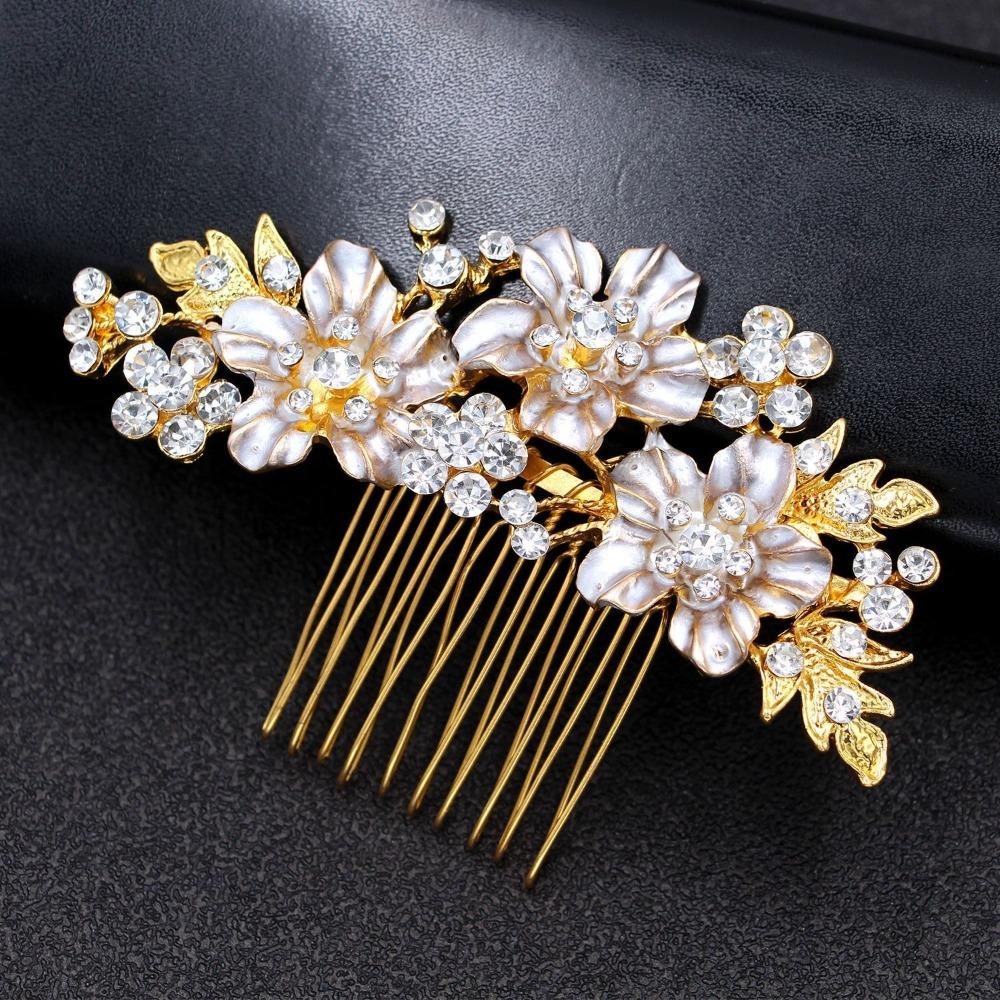 Sparkling Bridal Hair Comb Headdress Flower Hairclip Fashion Rhinestone Hairpin  Wedding