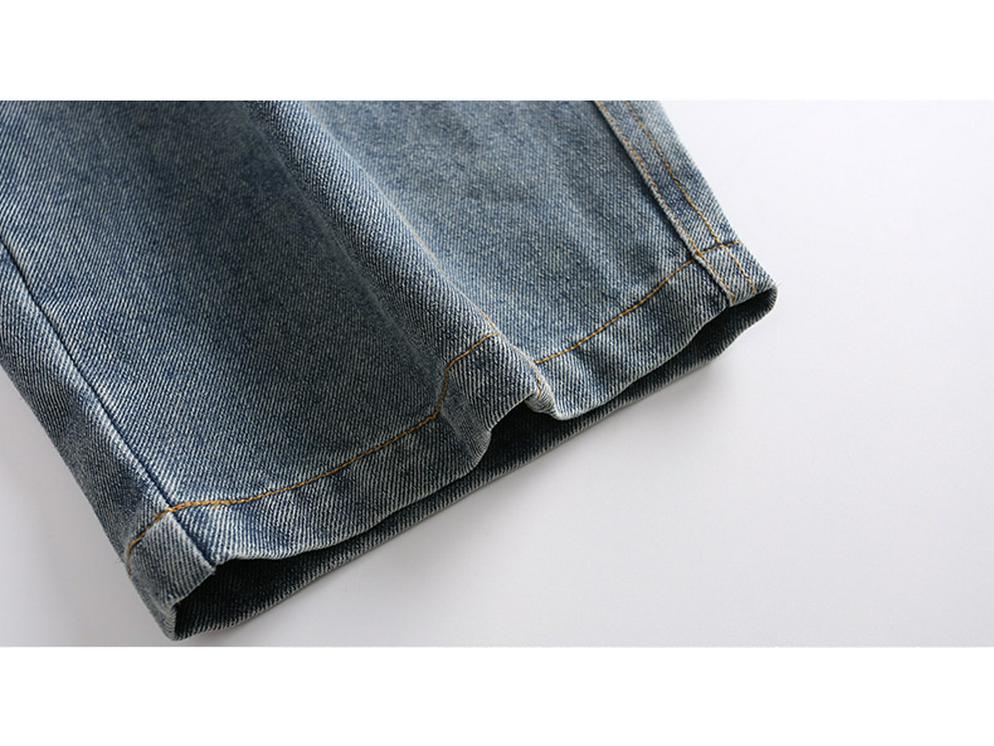 Girls' Retro Blue High-Waist Wide-Leg Pants - Spring & Autumn Versatile Loose Fit