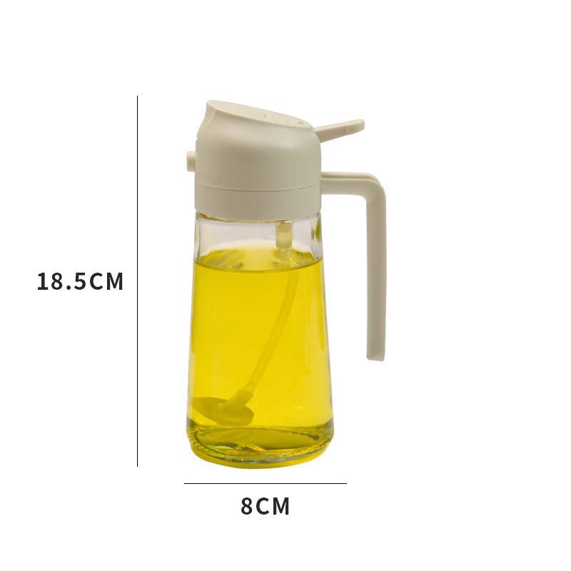 2in1 470ml/600ml Oil Sprayer Glass Bottle For Cooking Anti-Leakage Olive Oil Storage Bottle For BBQ Air Fryer Kitchen Tool