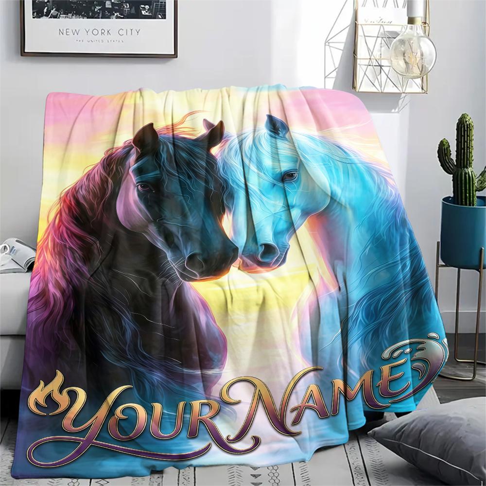 1PC Custom Name Unicorn Fantasy Garden Patterned Flannel Blanket Suitable For All Seasons for Home Decor Warmth and Comfort Gifts Holiday Present_lx