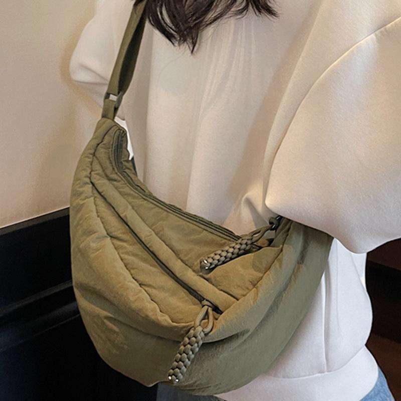 Fashion cloth bag female student class satchel foreign style cloth messenger bag large capacity shoulder bag Japanese outing dumpling bag