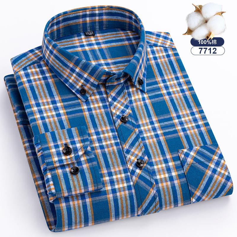 Plus Oversize 8xl Men's Flannel Shirts Men Long Sleeve Casual Comfortable Men's Plaid Shirt 100 Cotton Big Size Single Pocket