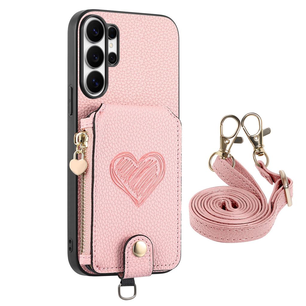 Crossbody Long Lanyard Zipper Cards Sold Wallet Leather Case for Samsung S26 Ultra S25 S24 S23 S22 A07 A27 A17 Shockproof Cover