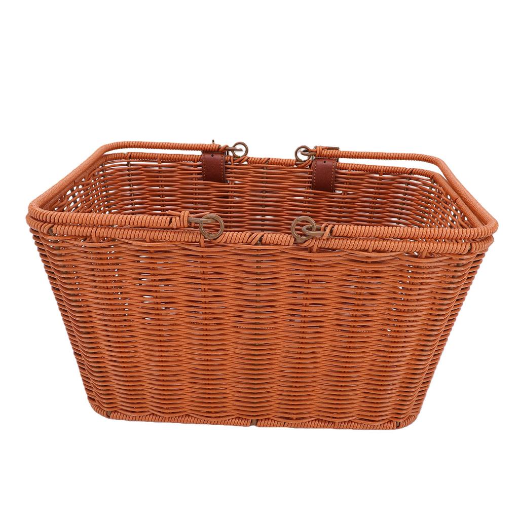 Bike Basket PP   Woven Retro   Front Bike Storage Basket with Handle for Bch Picnic