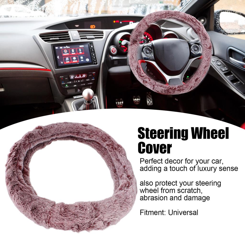 15 Inch Steering Wheel Cover Imitation Wool Plush Auto Steering Wheel or Interior Accessory for Men Women