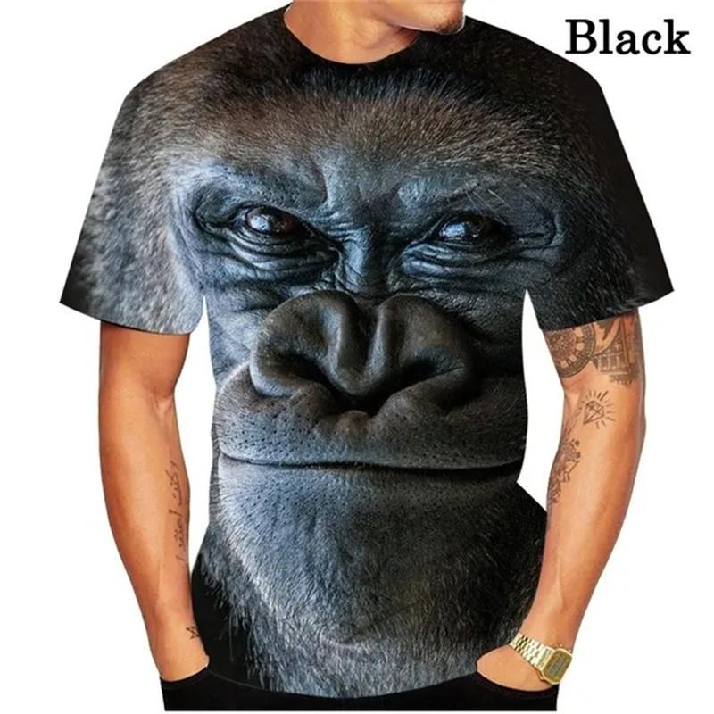 Men's 3D printed funny gorilla monkey pattern T-shirt animal T-shirt women's summer fashion short sleeved street T-shirt