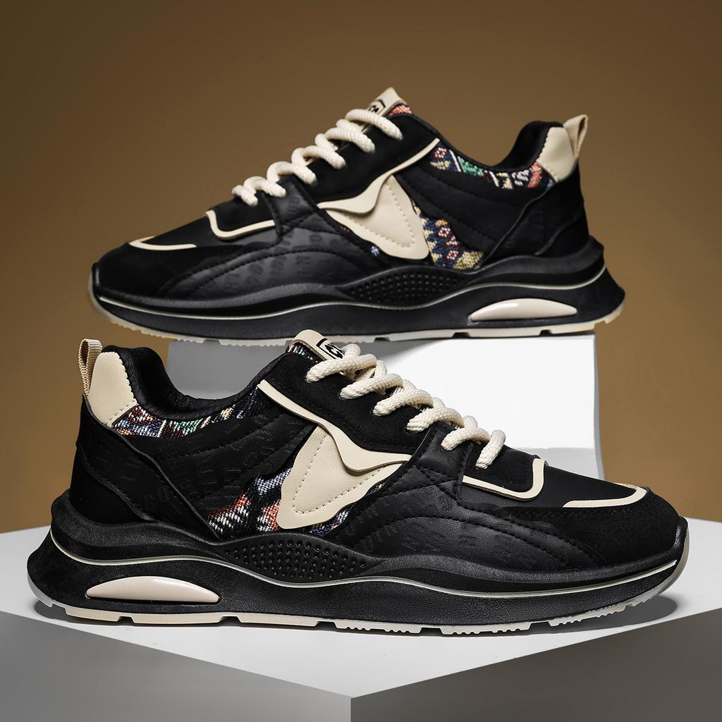 2025 Frühling Neue Herrenschuhe Rutschfest Abriebfest Lässig Sportschuhe, Farblich Passende Tägliche Low-Top Schnürschuhe