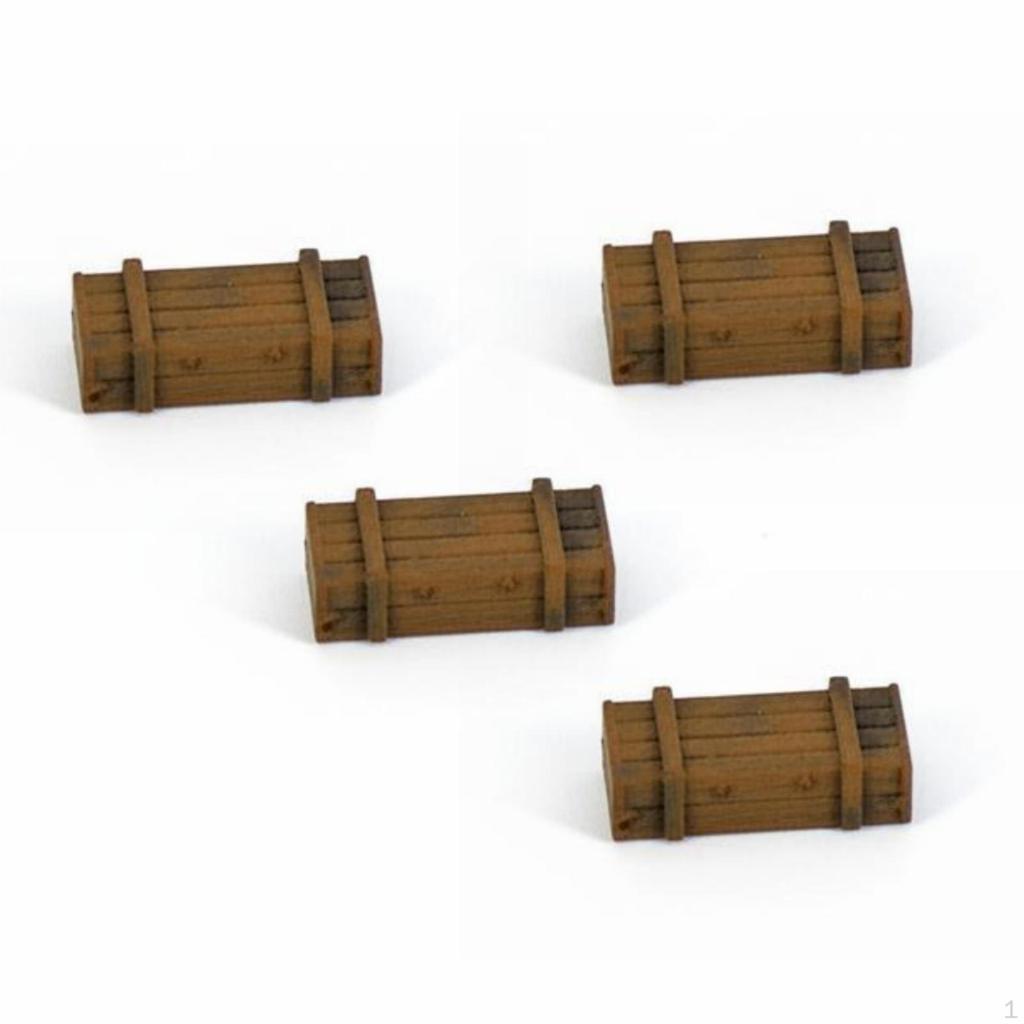 4 Pieces 1:72 Scale Crate PrePainted Mini Wooden 3D Printed Diorama Prop for Model Builders
