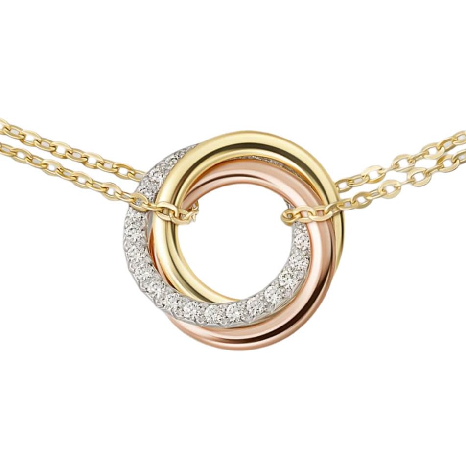 Cartier Trinity 18K Gold, 18K White Gold, 18K Rose Gold, Diamond Bracelets Unisex Multicolor B6069815