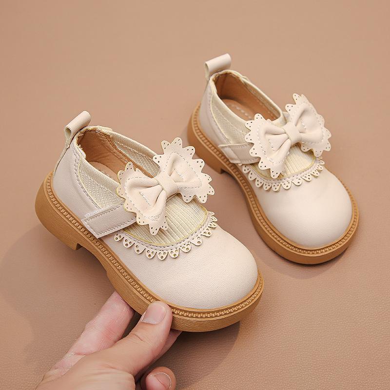 British Style Bowknot Girls Princess Leather Shoes Soft Sole Performance Flats
