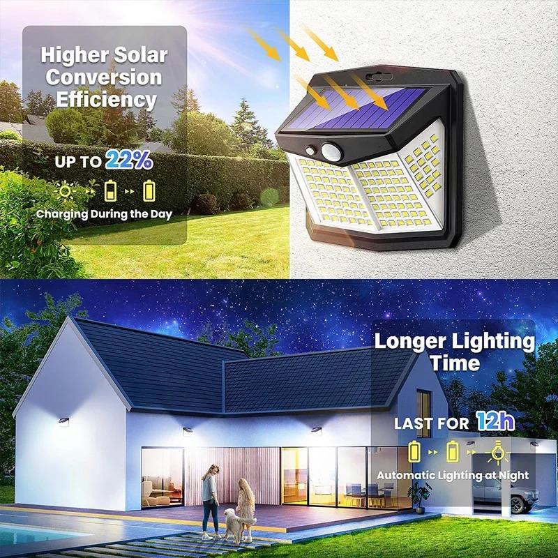 1/2/4Pcs 128 LED Solar Wall Lights Outdoor Solar Lamp PIR Motion Sensor Solar Powered Sunlight Street Light for Garden Light