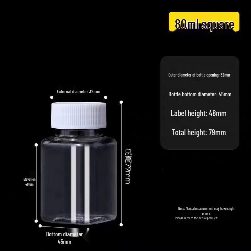 Clear Wide-Mouth PET Plastic Bottles, 50ml & 100ml - Dispensing/Capsule Bottles for Medicine.