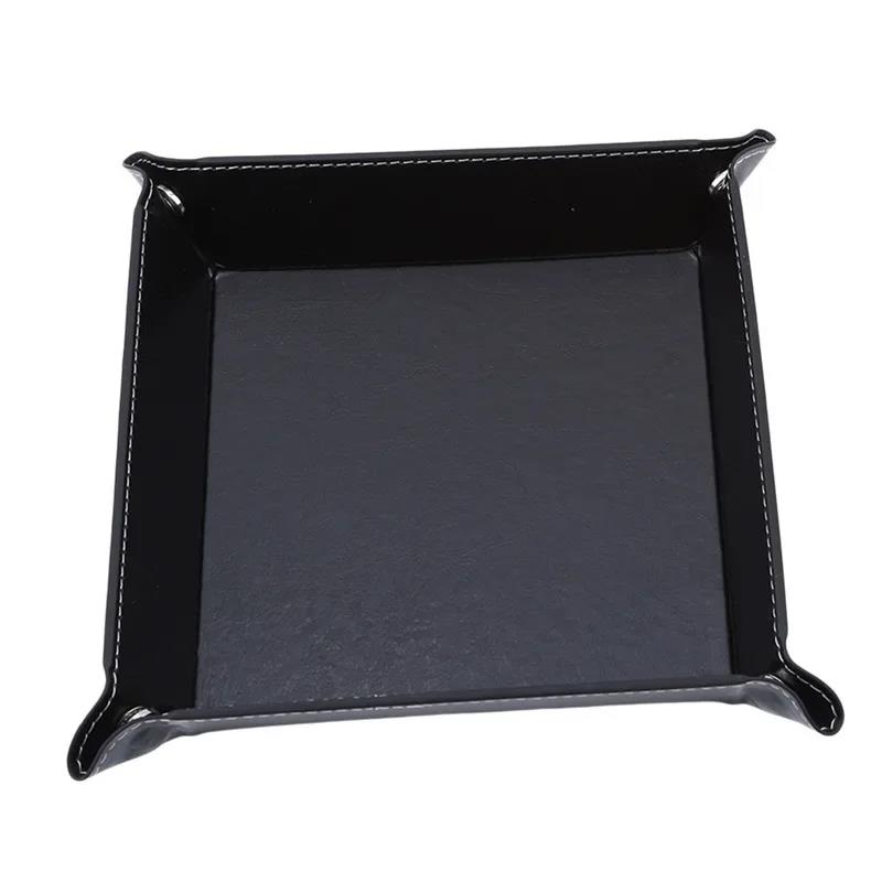 Ready Stocked Folding Hexagon Dice Game Storage Tray Holder Double Sided Thick PU Leather&Velvet Mat Office SuppliesHot Sell