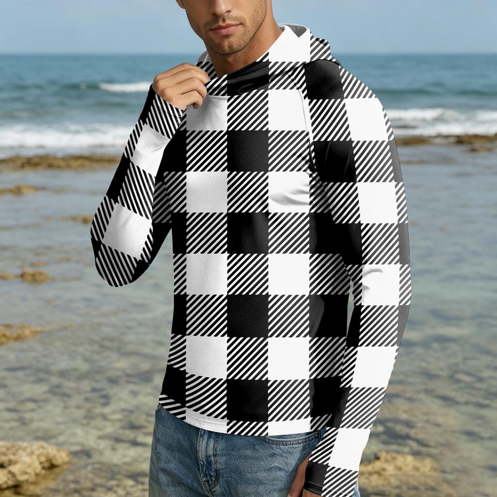 Herren UPF50+ Sonnenschutz-Kapuzenpullover Leichte Schnelltrocknende Langarm-Kapuzenjacke für Outdoor-Aktivitäten mit Atmungsaktivem Stoff und Bequemer Passform