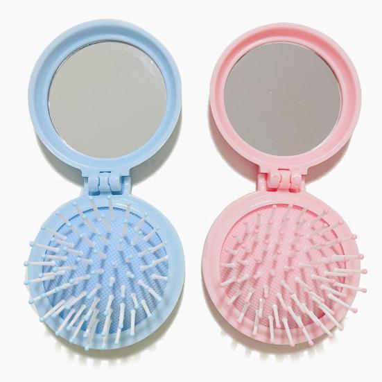 1/2Pcs Mini Air Cushion Brush with Mirror Folding Round Mirror Scalp Massage Brush