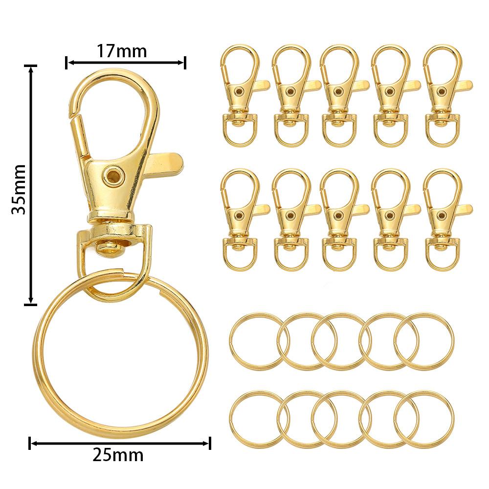 20/50Pcs Swivel Snap Hooks with Key Ring Metal Swivel Lobster Claw Clasps for DIY Keychain Bag Hang Jewelry Making Accessories