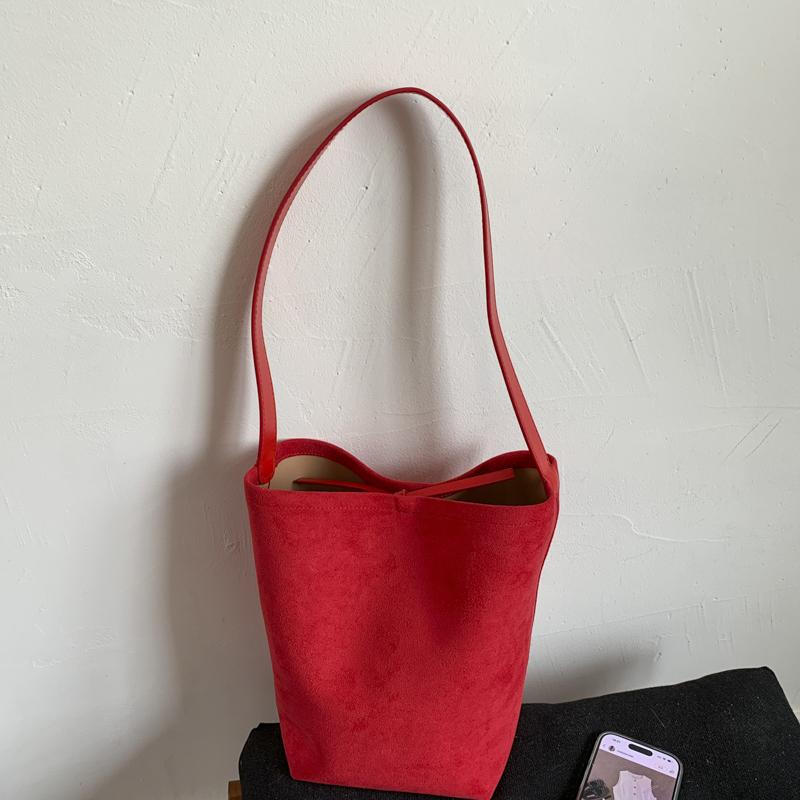 Borse a Spalla Monocolore in Scamosciato Fashi Borse Semplici di Grande Capacità per Donna Borse a Mano Versatili Casual di Alta Qualità