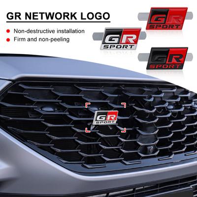 Emblème GR Insigne Métallique Calandre Emblème de Calandre Modification Accessoires de Voiture pour GR Yaris Toyota Prado Aqua Hilux Rav4 Camry Prius TRD Venza