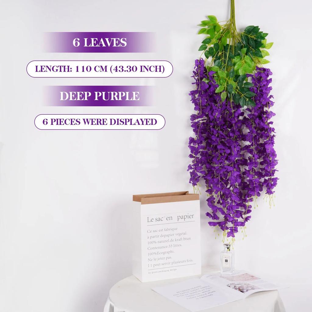 110cm Artificial Flower Vine Ivy Leaf Garland for Home Wall Plant Fake Wisteria Flower  Wedding Party Hotel Flower Arch Decor