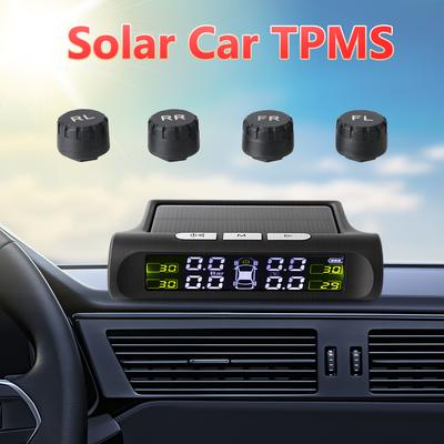 Solarladung Auto Sicherheitsalarm Digitales LCD-Display Reifendruckkontrollsystem Smart Car TPMS Universal