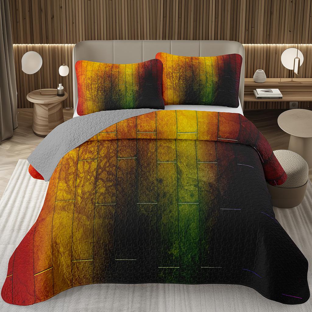 Wood Barn Door Bedspread Queen/Twin Wood Grain Quilted Coverlet Retro Rustic Farmhouse Bedding Set Reversible Grey Quilt Set