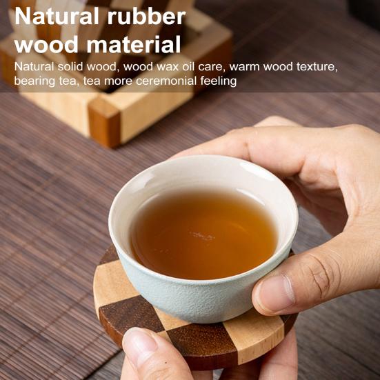 6 Pièces Dessous de Verre en Bois Absorbants Protecteurs avec Support Plateau à Thé Ensemble de Dessous de Verre Damier pour Protection de Table